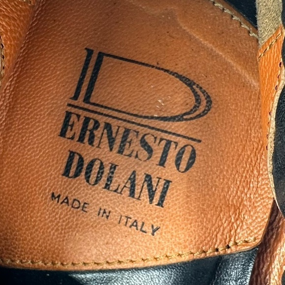 Ernesto Dolani Leather Loafer Almond Toe Elasticated Trim Black Men's Size 41 - Picture 8 of 12